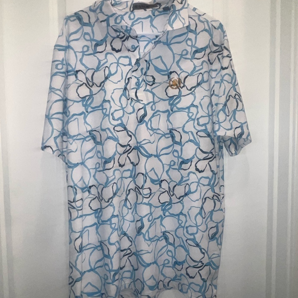 G/FORE Watercolour Floral Tech Pique Golf Polo Shirt